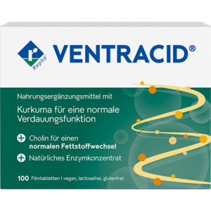 VENTRACID® mit Kurkuma, Cholin und Enzymkonzentratien unterstützt die gesunde Verdauung, indem es die Funktionen von Leber, Galle und Darm fördert und einer Disharmonie im Verdauungstrakt entgegenwirkt.