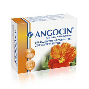 ANGOCIN Anti-Infekt N ANGOCIN enthält als Wirkstoff die Senföle die aus Kapuzinerkresse und Meerrettich gewonnen werden. Es wird bei Infekten der Atem- und Harnwege eingesetzt.